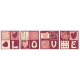 13708-Декор на холсте FP01674 Patchwork Love 4 pce Set 30x30см-1