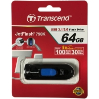 23343-Флэш-диск USB 3.0, 64Gb Transcend JetFlash 790 black-1